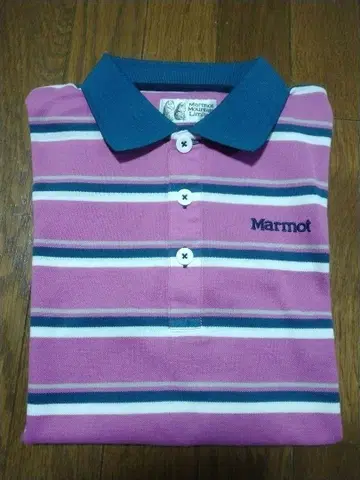 [새상품급] Marmot 반팔 피케 셔츠 핑크 계열 보더