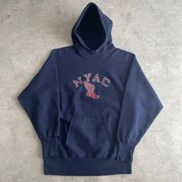 90s 챔피온 NYAC 리버스 위브 USA제 후드티 네이비 XL