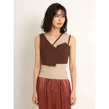 [ 택 포함 미사용 새상품 ] 프레이 아이디 뷔스티에 콤비 티셔츠 카키