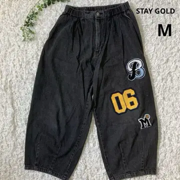 블랙 와이드 팬츠 MARENGO 와펜 팬츠 블랙 아메카지 M