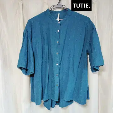 TUTIE. 린넨 블라우스 터콰이즈 블루