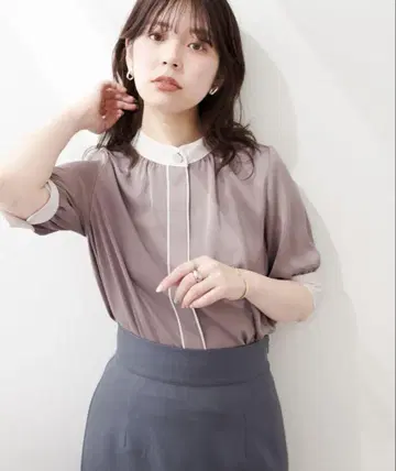 natural couture osono 나미나미 단추 바이컬러 블라우스