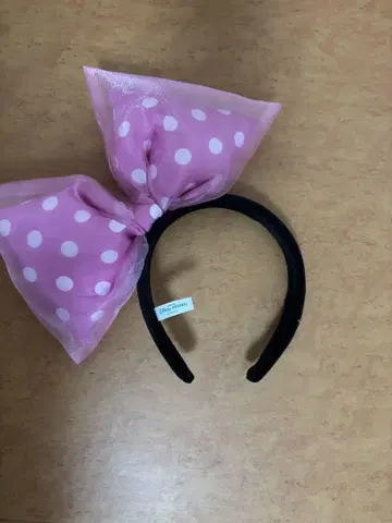 미니 마우스 머리띠 핑크 도트