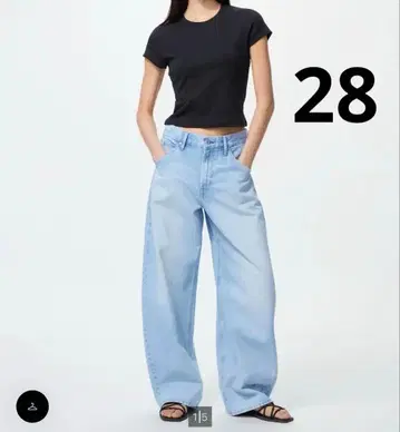 미사용 유니클로 배기 커브 청바지 62BLUE 28