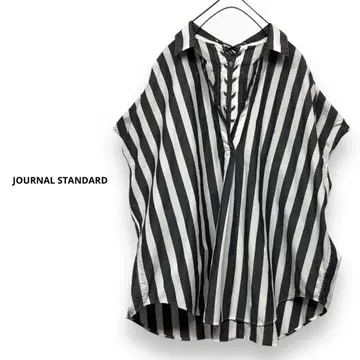 JOURNAL STANDARD 와이드 롱 스트라이프 레이스업 셔츠