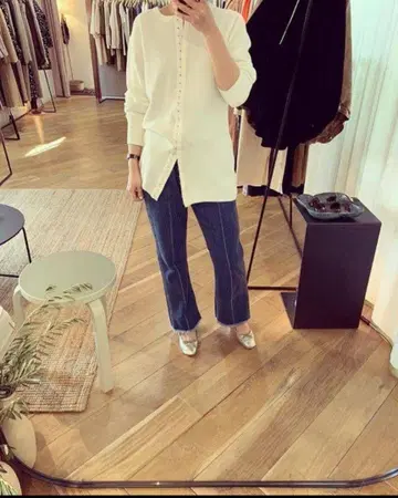 빈티지 데님 센터 프레스 팬츠