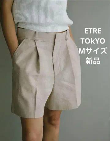 택 포함 새상품 에트레토쿄 본딩 숏 팬츠 M 린넨 100%