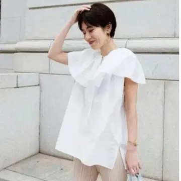 machatt 마챗 오버 칼라 블라우스 턱 리본 프릴