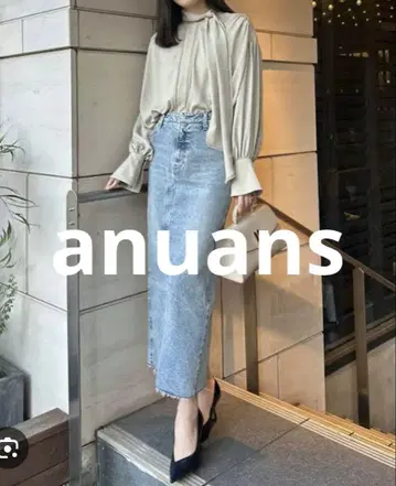 anauans 심 디자인 데님 타이트 스커트 S 사이즈 라이트 블루