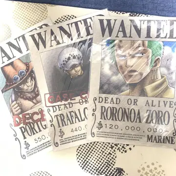3종 세트 ONE PIECE 공식 수배서 조로 에이스 로