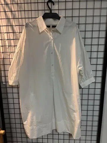 코튼 100% 화이트 셔츠 원피스 반팔