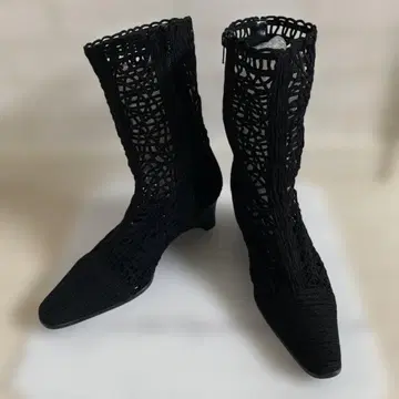 빈티지 메쉬 부츠 사이드 지퍼 뜨개질 일본제