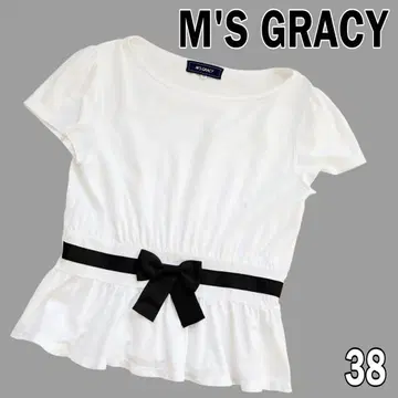 M'S GRACY 엠즈 그레이시 반팔 빅 리본 티셔츠 프릴 화이트
