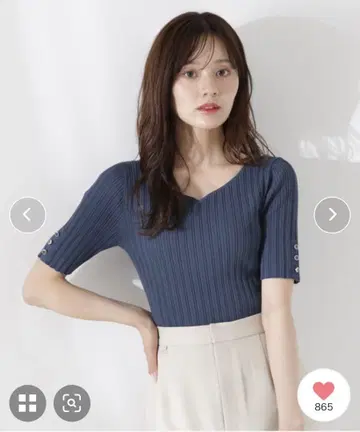 [프로포션 바디 드레싱] 하트넥 반팔 리브 니트