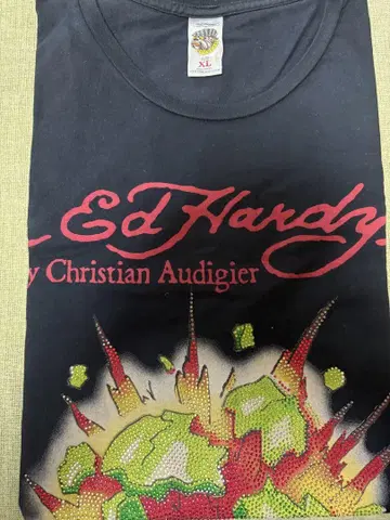 Ed Hardy 폭발 스컬 디자인 티셔츠 XL