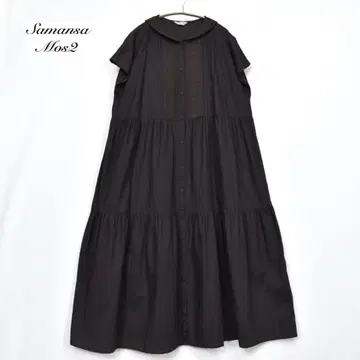 사만사 모스모스 세일러 칼라 티어드 원피스 자수 프론트 오픈