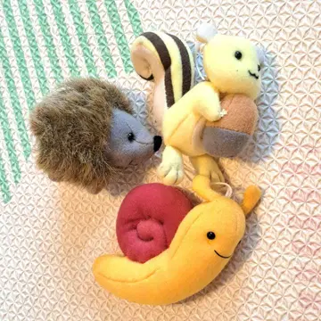 도토리 숲 친구들 고슴도치 달팽이 다람쥐 봉제 인형 세트 레어