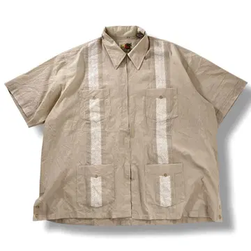90s HABAND GUAYABERA 쿠바 셔츠 집업 XXL