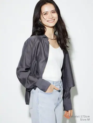 이번 시즌 시어 크롭 셔츠 M 그레이