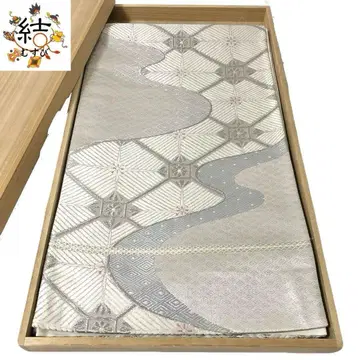 MO-3121 후쿠로 오비 물결에 마름모꼴 무늬 은실 은색