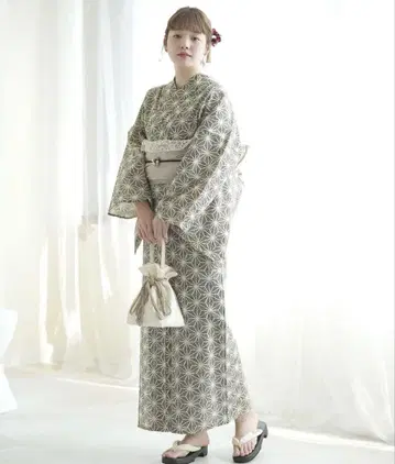 utatane 유카타 3개 세트 면 린넨 흑백 점묘 린넨 잎