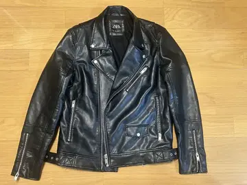 ZARA 블랙 가죽 라이더 자켓