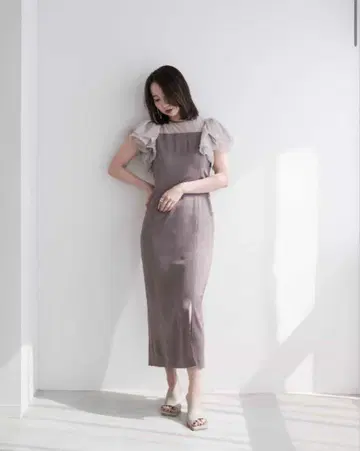 FRAY I.D 프릴 슬리브 콤비 드레스 포멀