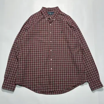 랄프 로렌 옴브레 체크 버튼 다운 셔츠 2XL 블랙 레드 aa6333