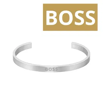 BOSS 실버 커프 팔찌 스테인리스 스틸 팔찌 데보스 로고