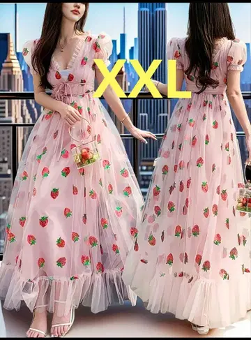 새상품 이치고 패턴 스팽글 튤 맥시 드레스 원피스 8월 1일 오전까지!