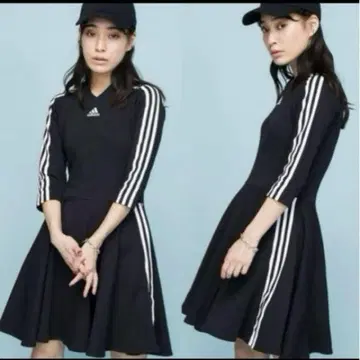 아디다스 adidas 3 스트라이프 L 플레어 원피스 블랙