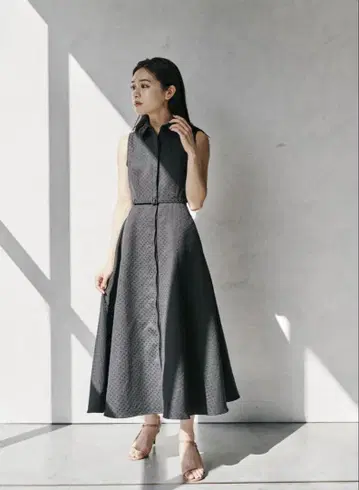 l'aube blanc Belted Jacquard Dress