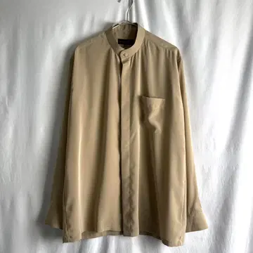 00s greenfibre 노카라 셔츠 L 베이지 히요쿠