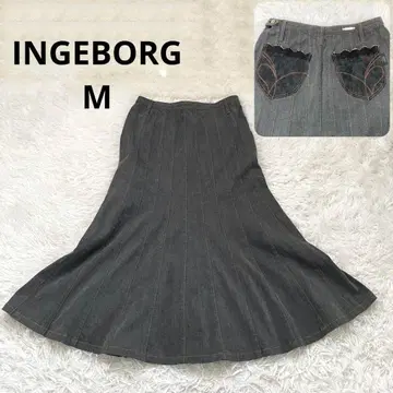 잉게보그 데님 머메이드 스커트 스트레치 레이스 포켓 M 새상품급