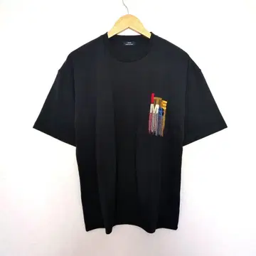 새상품 ITEMS URBAN RESEARCH 반팔 티셔츠 자수 로고 블랙