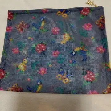페일러 그레이 메쉬 파우치 꽃과 동물 프린트