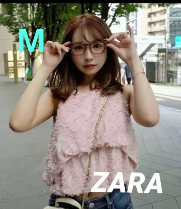 택 포함 새상품 ZARA 벌룬 쉐이프 상의 핑크 베이지 M