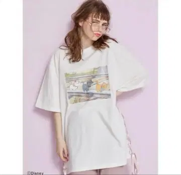 디즈니 멋쟁이 캣/빅 리본 T셔츠 (Off White)