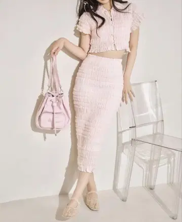 LILLY BROWN 튤 셔링 셋업