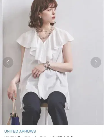 UNITED ARROWS UWFM 랩 풀 슬리브리스 블라우스