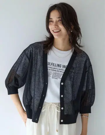 시스루 블랙 가디건 반팔