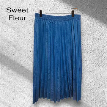 Sweet Fleur 플리츠 스커트 [3L] 데님 블루 빅 사이즈