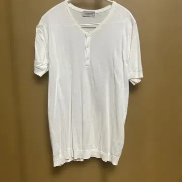 JOHN SMEDLEY V넥 반팔 티셔츠 S 화이트