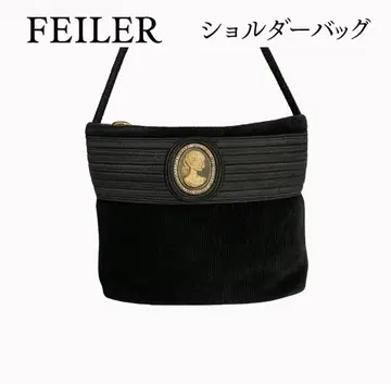 FEILER 페이러 카메오 장식 벨벳 숄더백 뒷면 지퍼