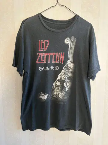 LED ZEPPELIN 레드 제플린 티셔츠 밴딩 티셔츠 흑먹색