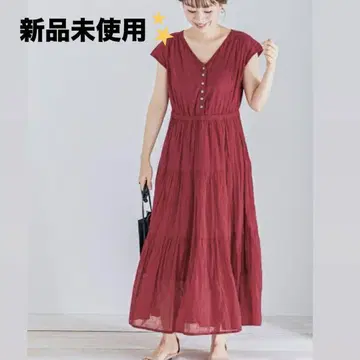 어반 리서치 프렌치 슬리브 티어드 코튼 원피스 롱 원피스