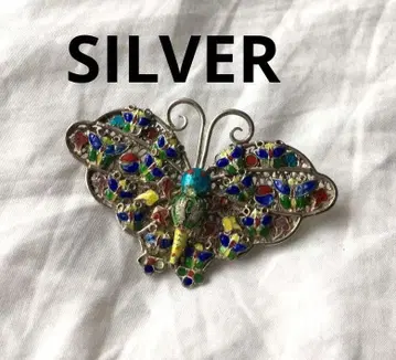 빈티지 칠보 세공 실버 브로치 SILVER 은선 세공 버터플라이