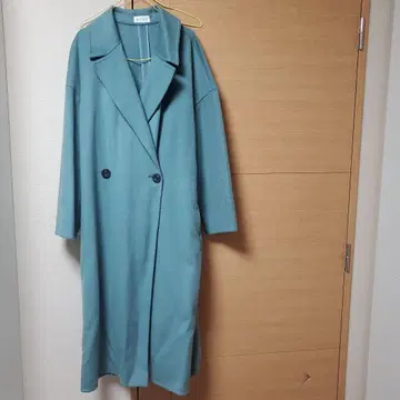 PLST 청록색 더블 버튼 롱 코트 L 사이즈