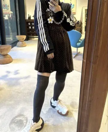 반짝이는 도트 벨로아 튜닉 여성용