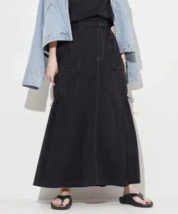 FREAK'S STORE 벨트 부착 나일론 개더 스커트